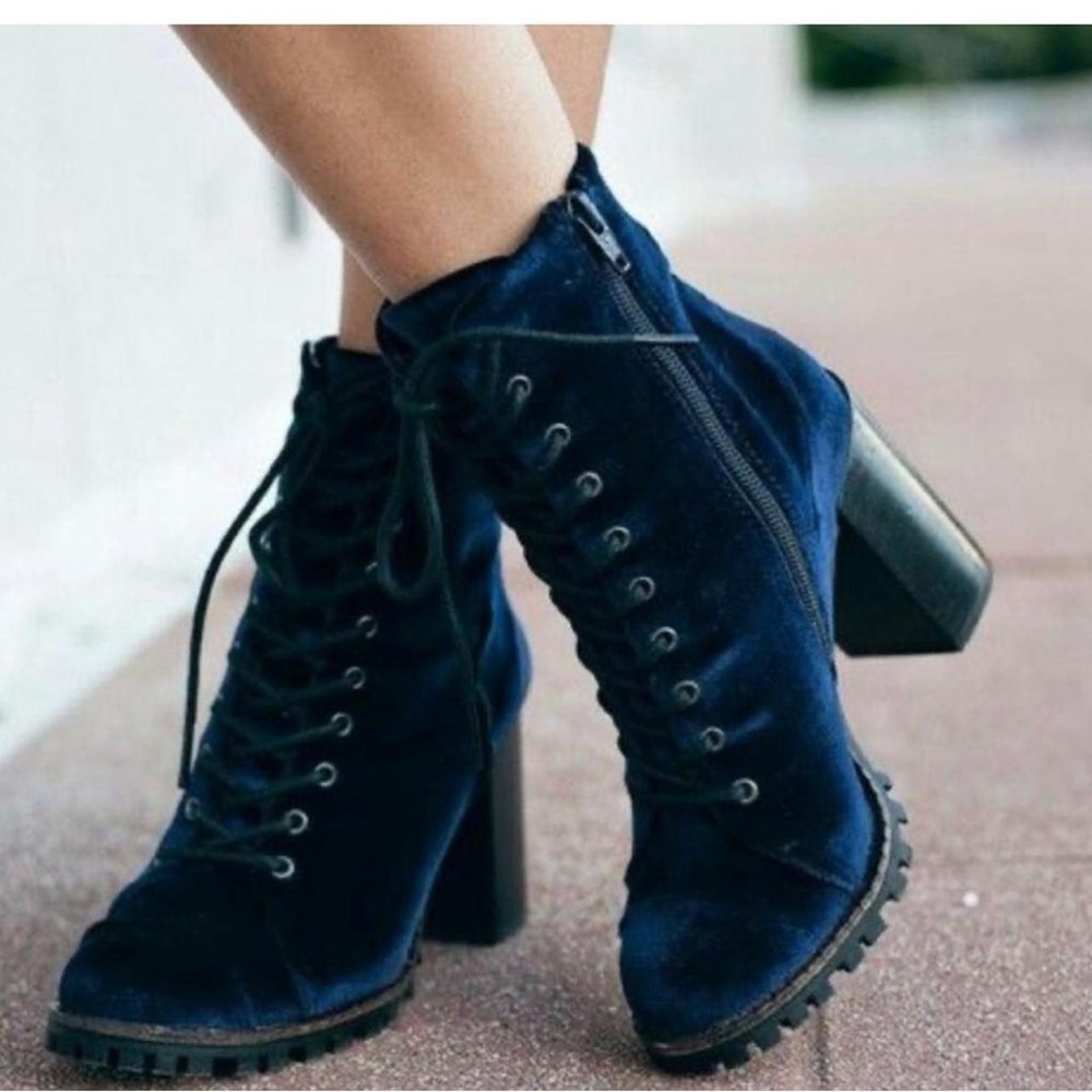 Report Signature Allon Elegant Blue Velvet Ankle Boots
